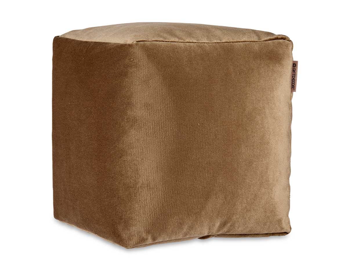 Puff cuadrado terciopelo 30x30cm marron - Imagen 2