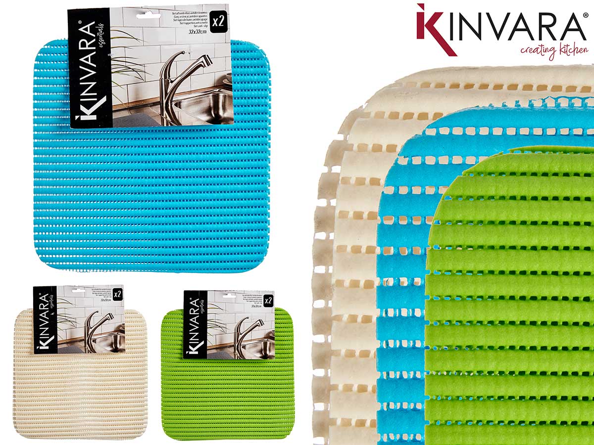 Set 2 alfombrillas antideslizantes 32x32cm 3 col