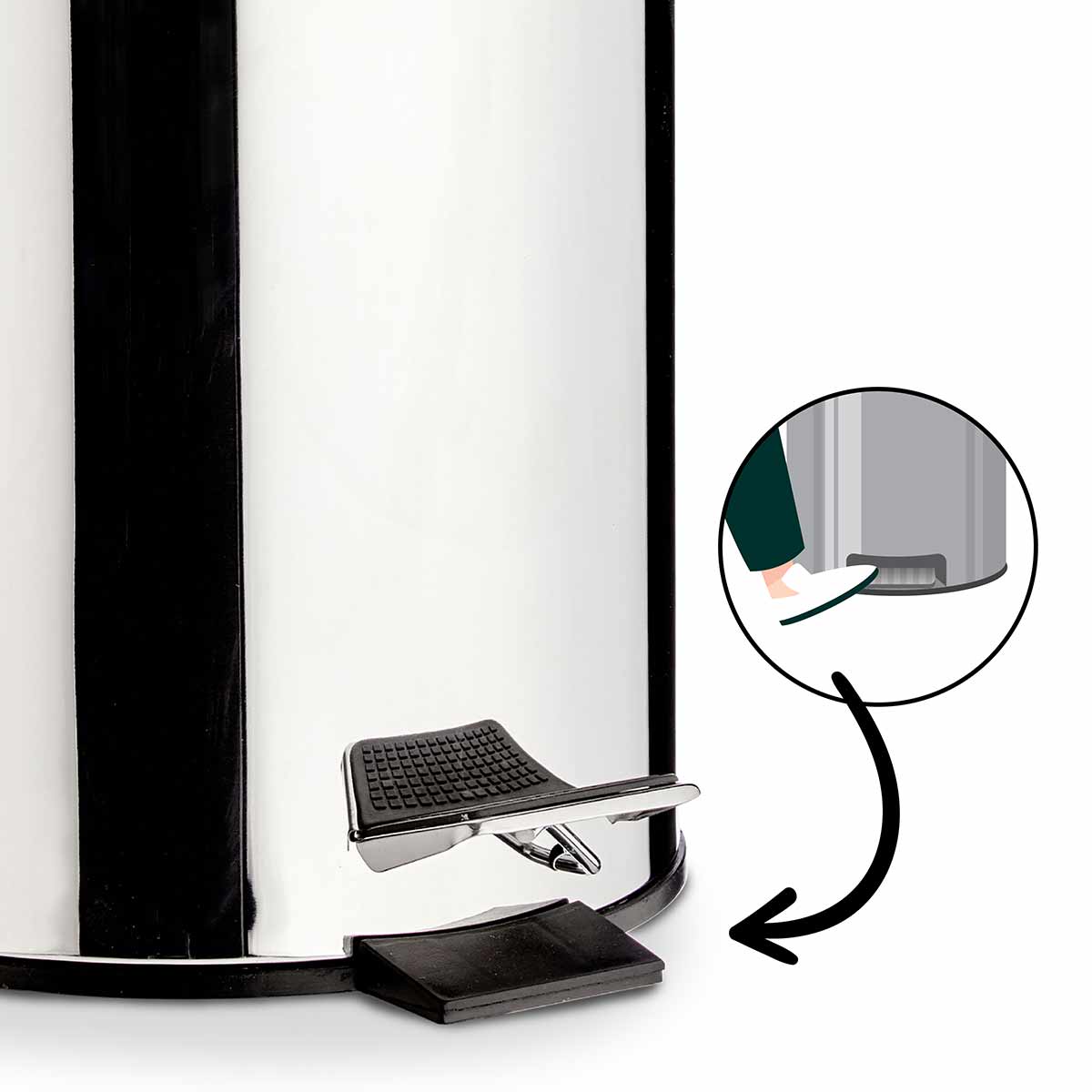 Papelera 3l acero inoxidable con pedal - Imagen 4