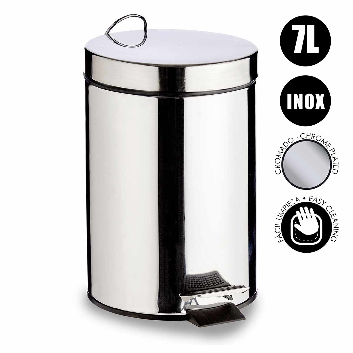 Papelera 7l acero inoxidable con pedal - Imagen 2