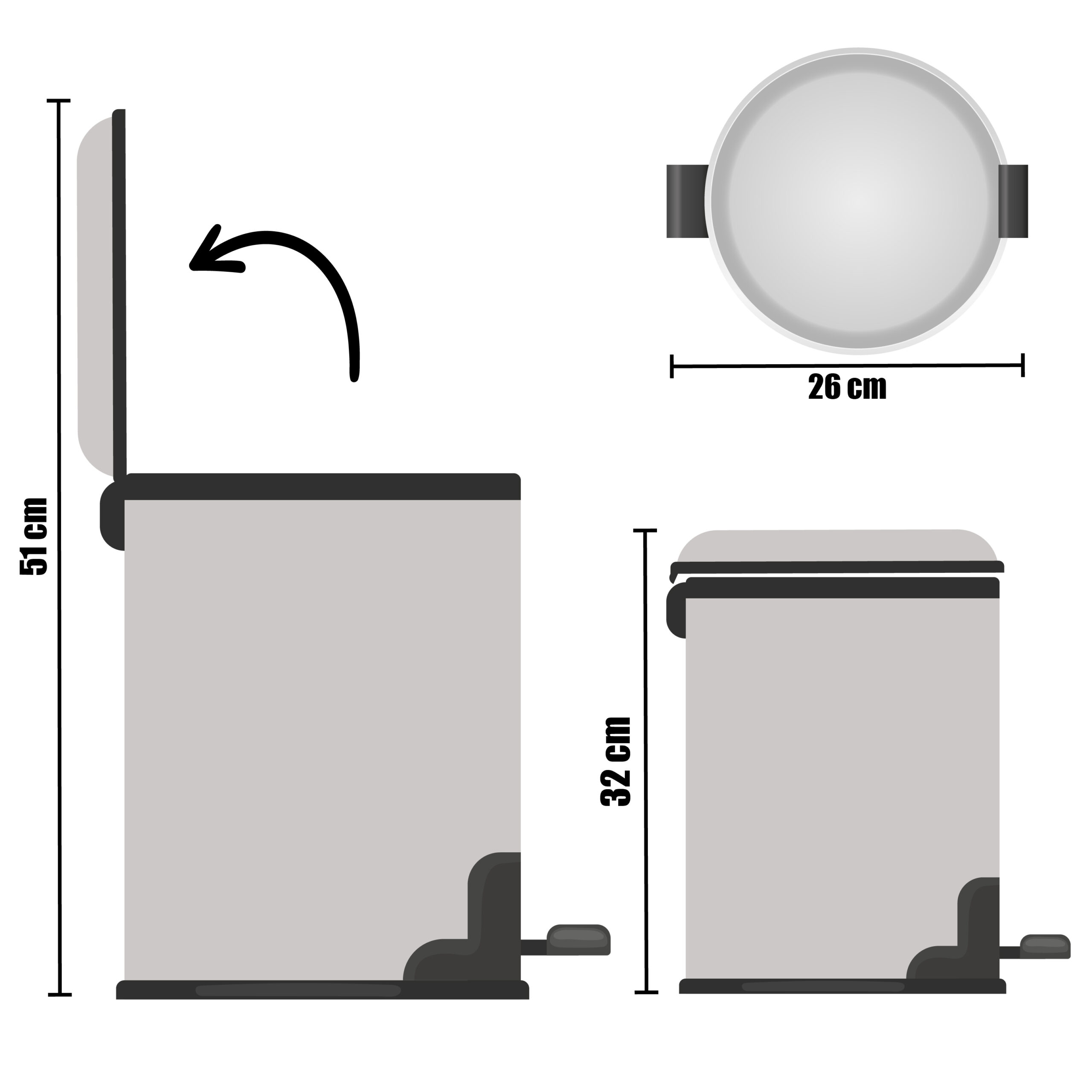 Papelera 7l acero inoxidable con pedal - Imagen 3