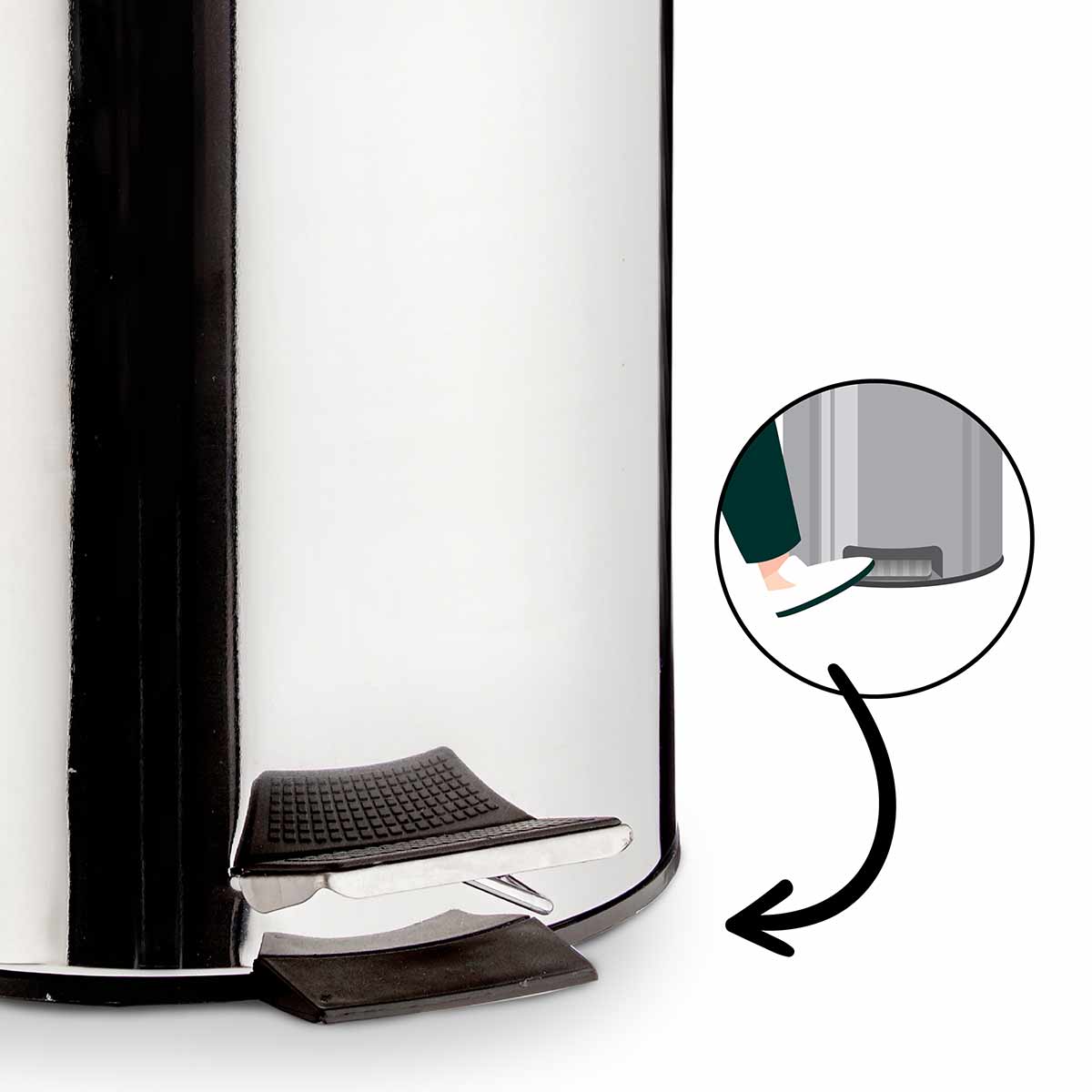Papelera 12l acero inoxidable con pedal - Imagen 4