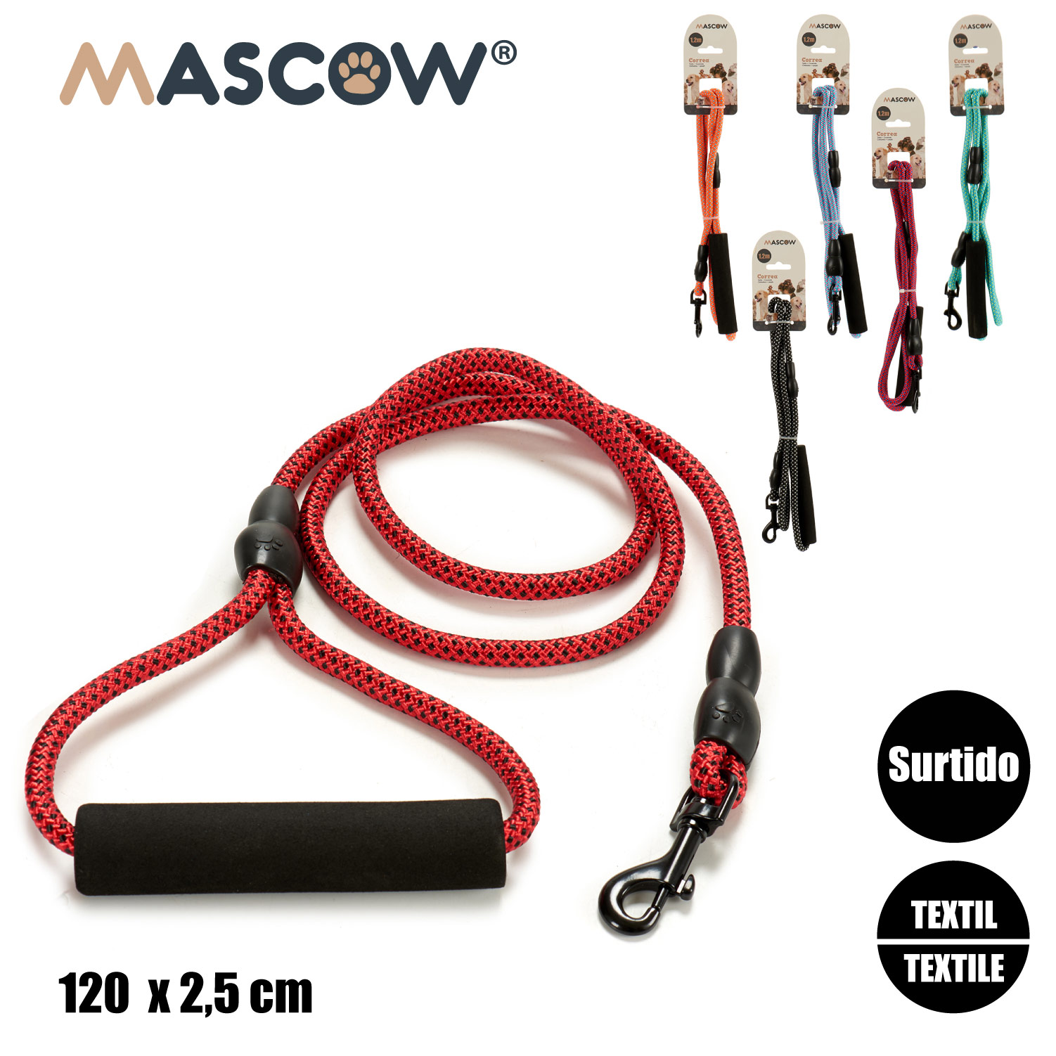 Correa mascota 1,2m med surt col - Imagen 4