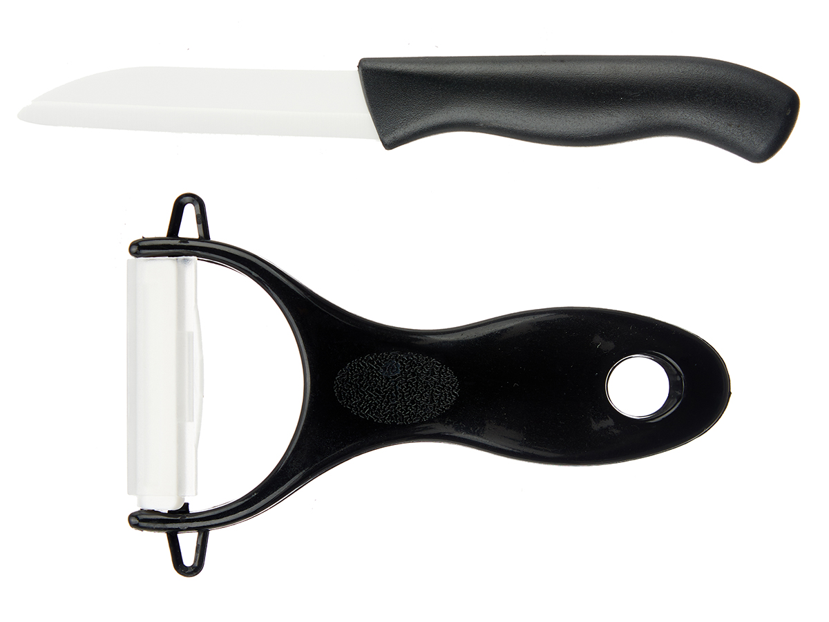 Set pelador y cuchillo plastico negro - Imagen 2