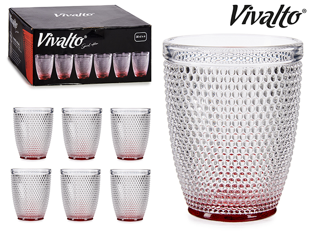 Vaso cristal puntos agua 300ml rojo