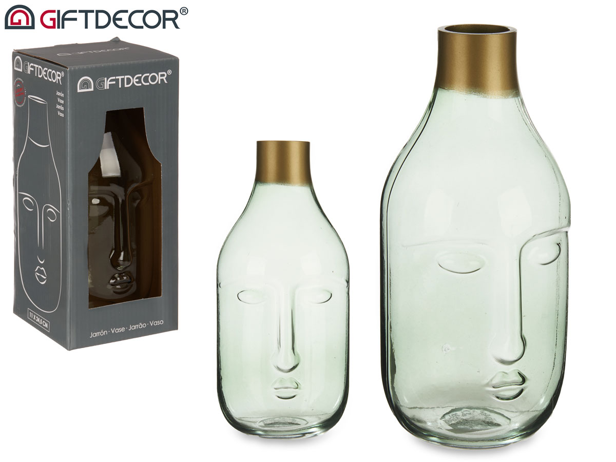 Jarron cristal cara verde