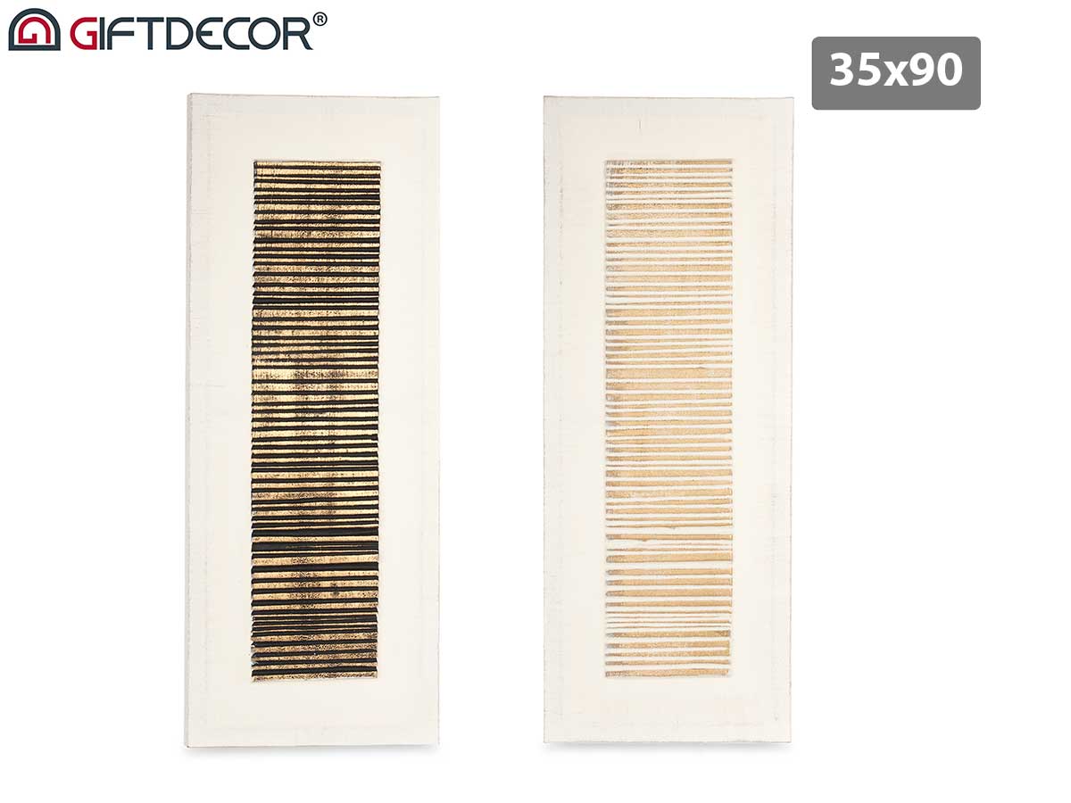 Lienzo relieve rayas oro negro 35x90cm surt 2
