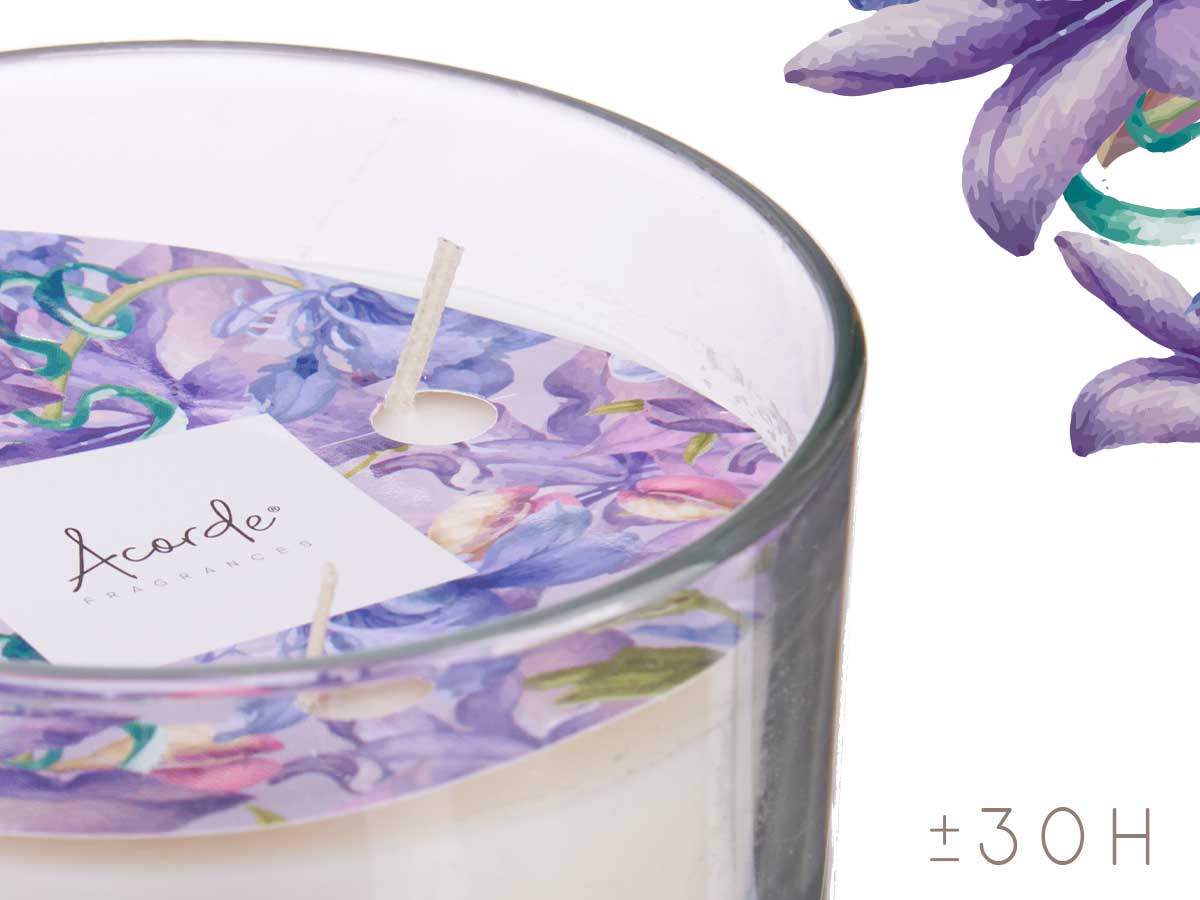 Vela vaso c tapa dorada violeta y ambar - Imagen 4