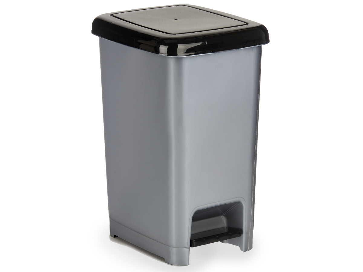 Papelera plastico 25l reciclaje pedal negra - Imagen 2