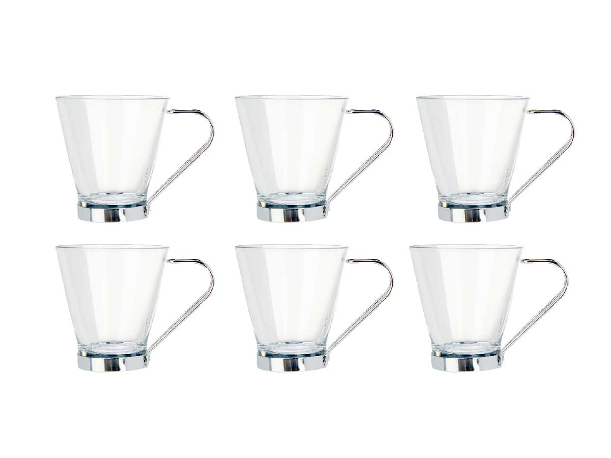 Taza vidrio con asa metal 140 ml cortado - Imagen 2