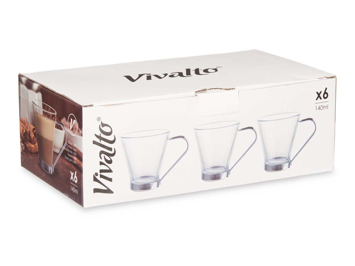 Taza vidrio con asa metal 140 ml cortado - Imagen 3