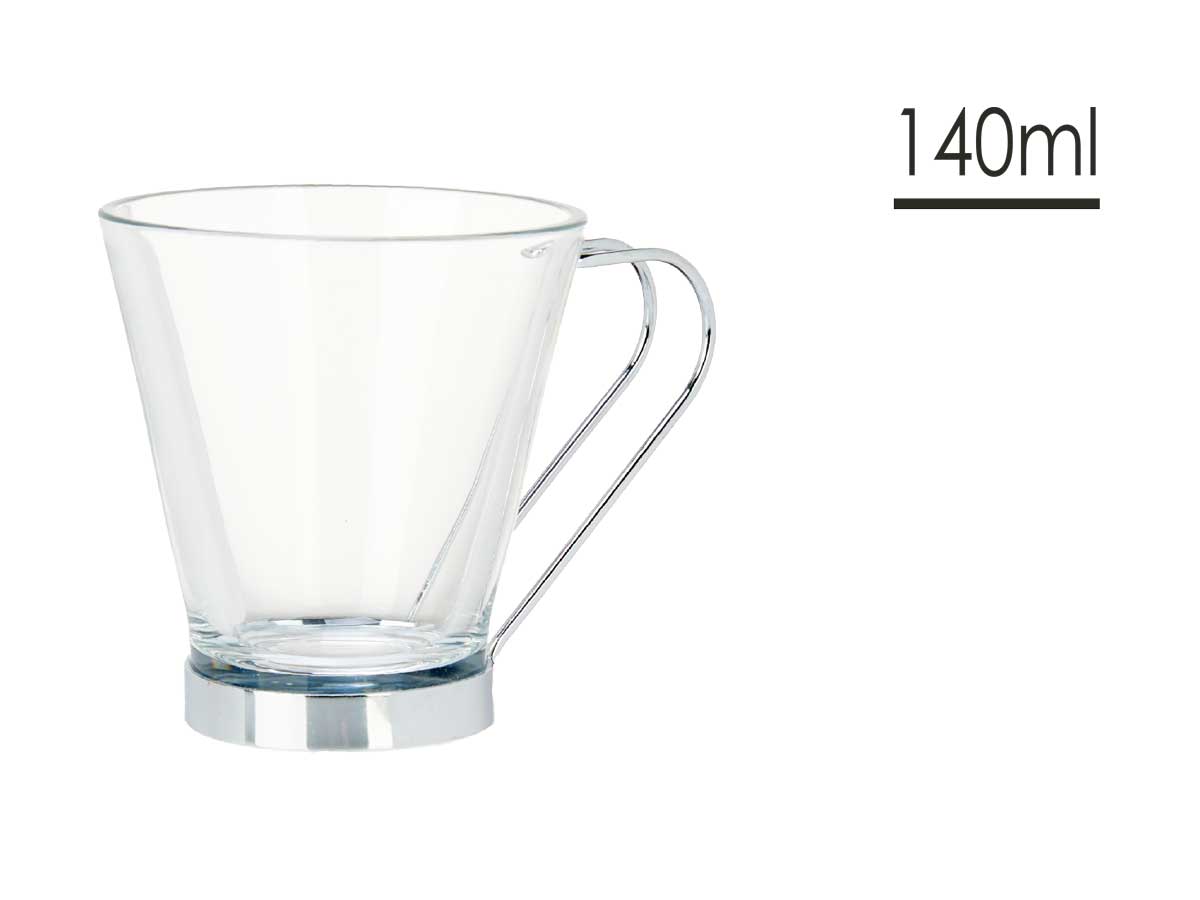 Taza vidrio con asa metal 140 ml cortado - Imagen 4