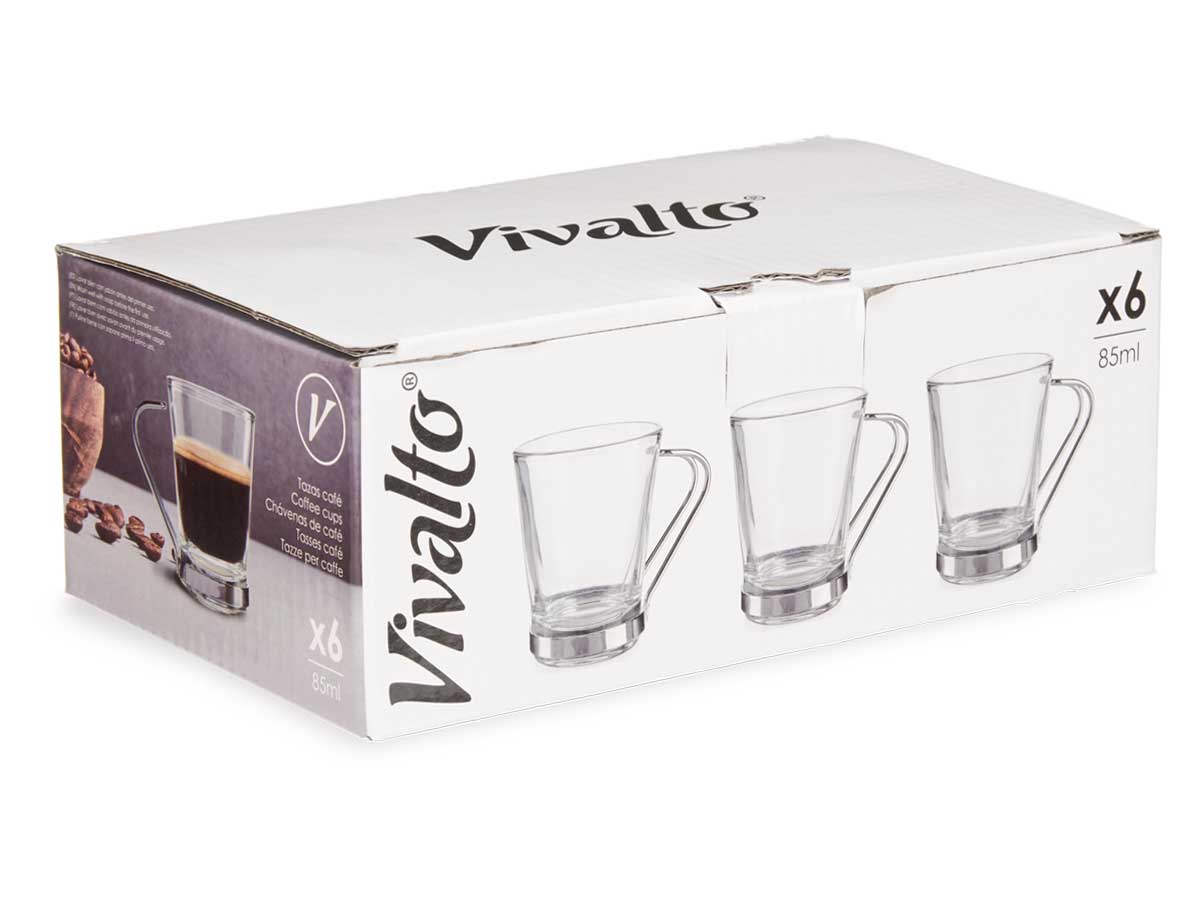 Taza vidrio con asa metal 85 ml cafe - Imagen 3
