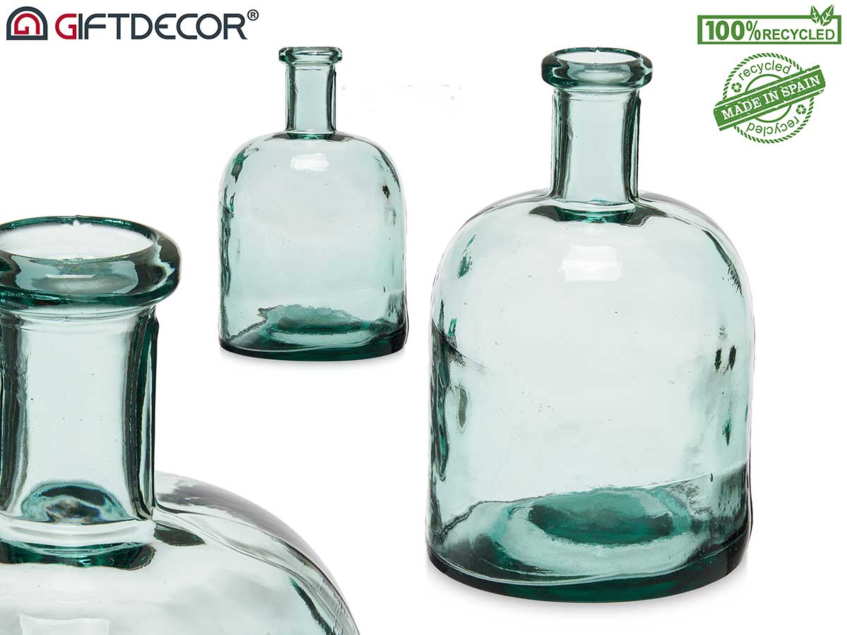 Botella decorativa vidrio ancha