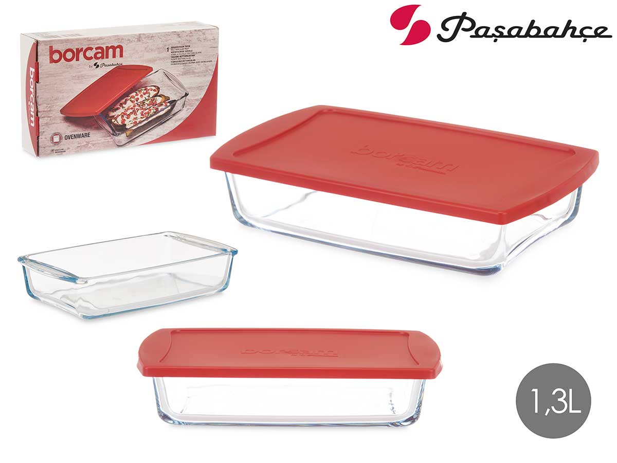 Bandeja rectangular con tapa borcam 1320ml