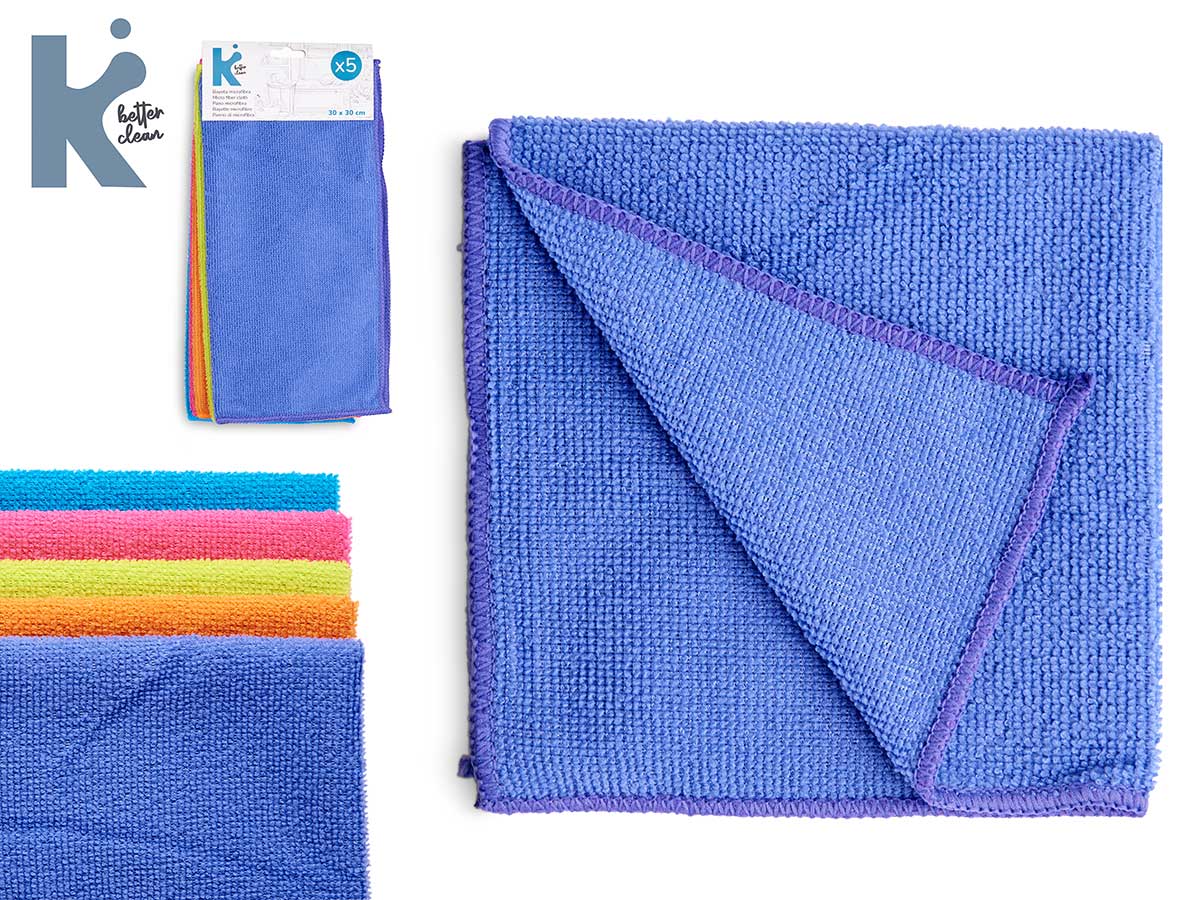 Set 5 bayetas microfibra 30x30cm 5 col
