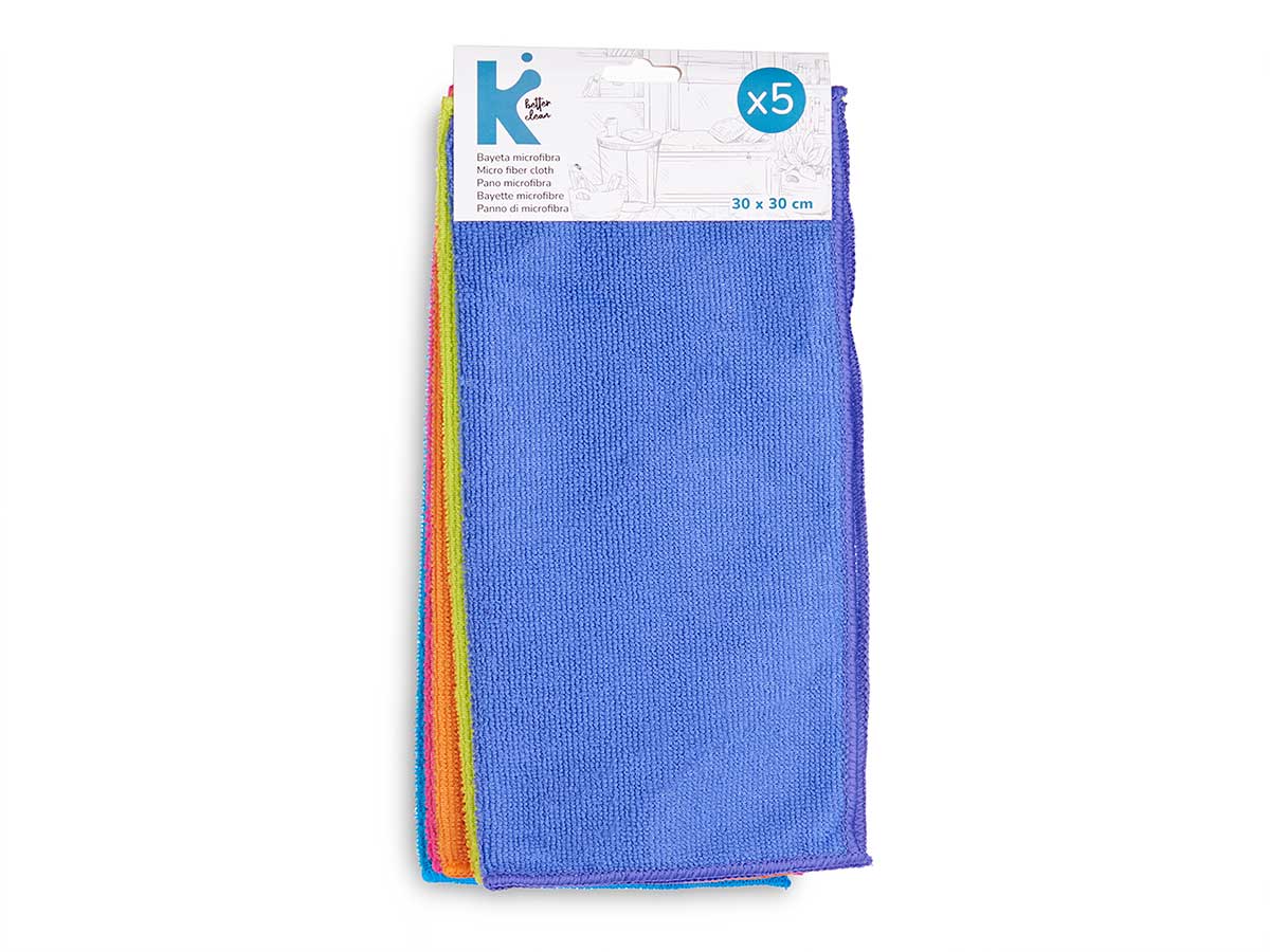 Set 5 bayetas microfibra 30x30cm 5 col - Imagen 3
