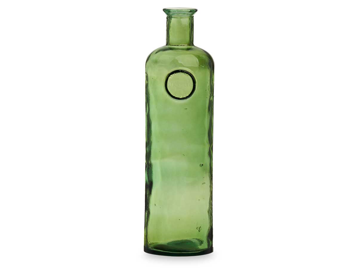 Botella decorativa vidrio stamp 45cm verde - Imagen 3