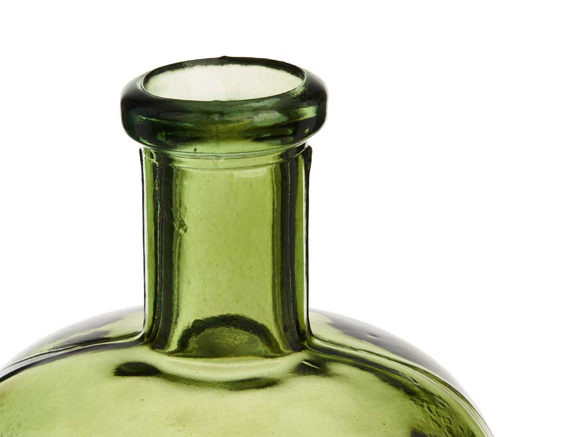 Botella decorativa vidrio ancha verde - Imagen 4