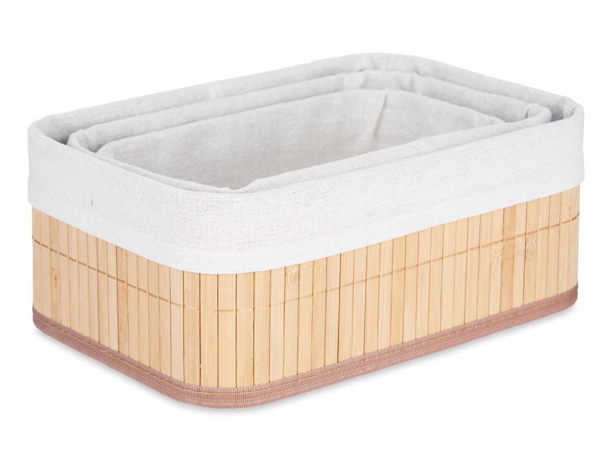 Set 3 organizadores bambu tela natural rectangular - Imagen 5