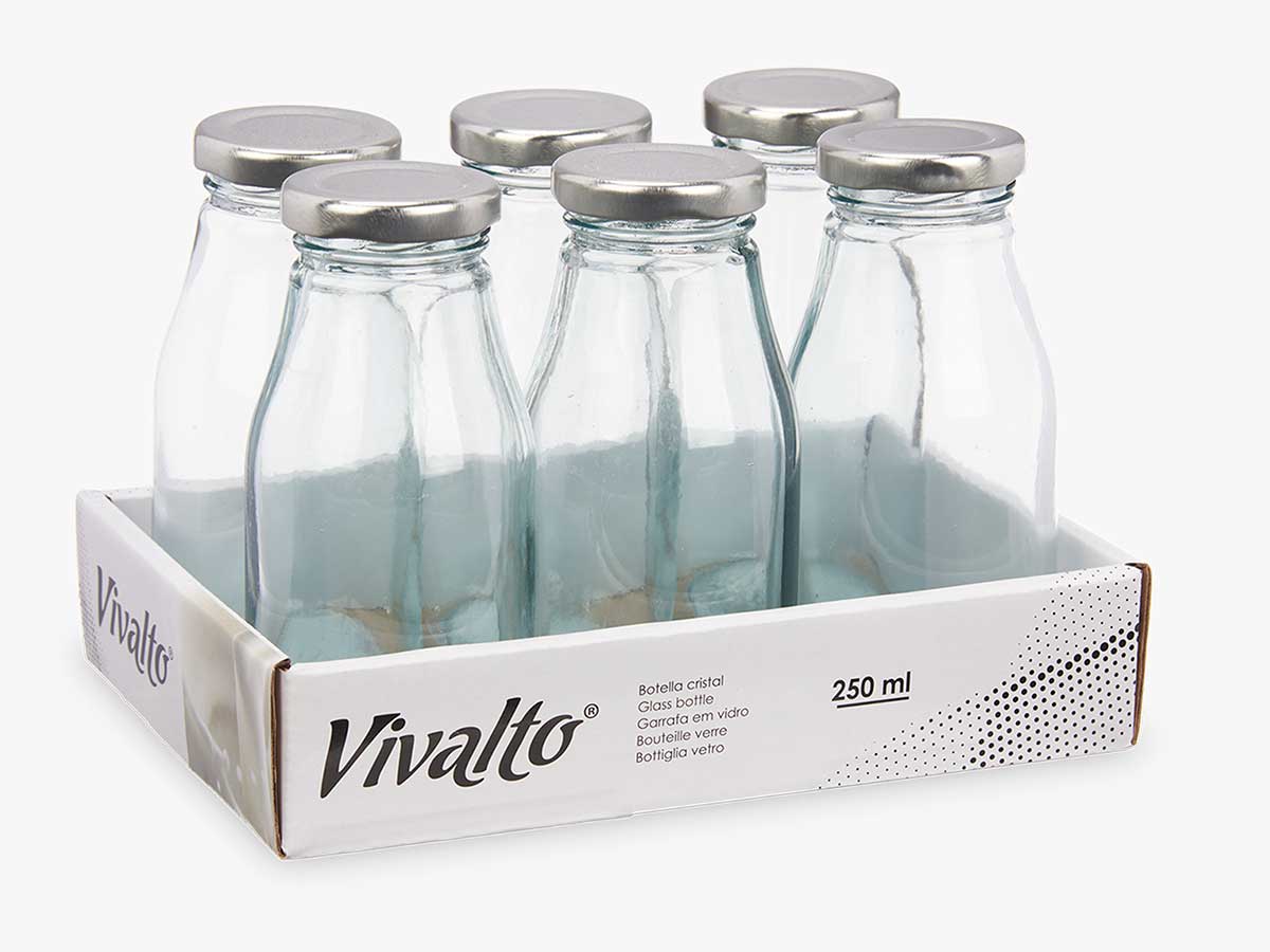 Botella cristal mini tapa plata 250 ml - Imagen 3