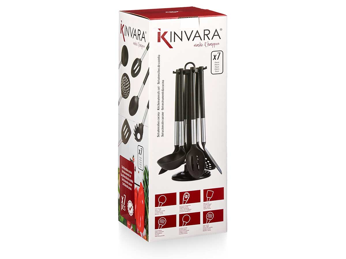 Set 7 pzs utensilios cocina negro silver - Imagen 3