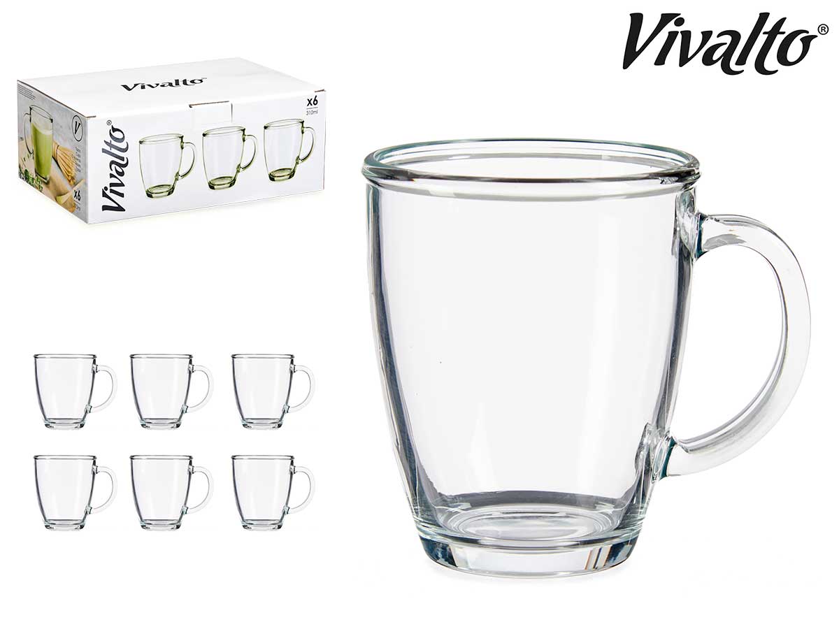 Taza vidrio desayuno 370 ml con asa