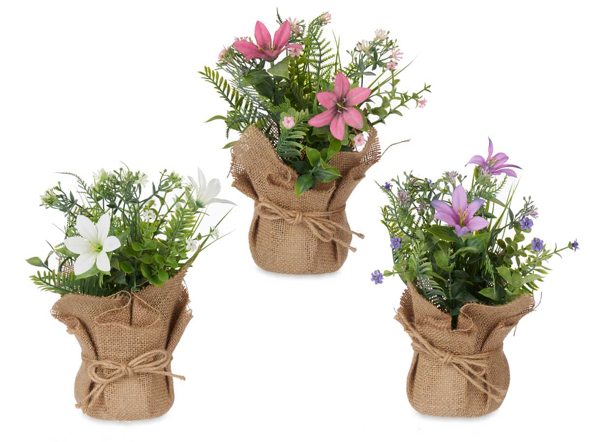 Planta saco flores mediana surt 3 colores - Imagen 2