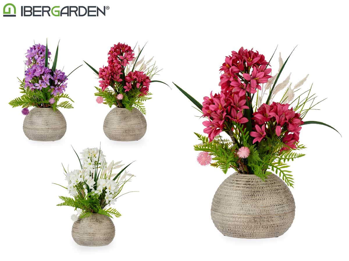 Maceta bola gigante con flores surt 3 colores