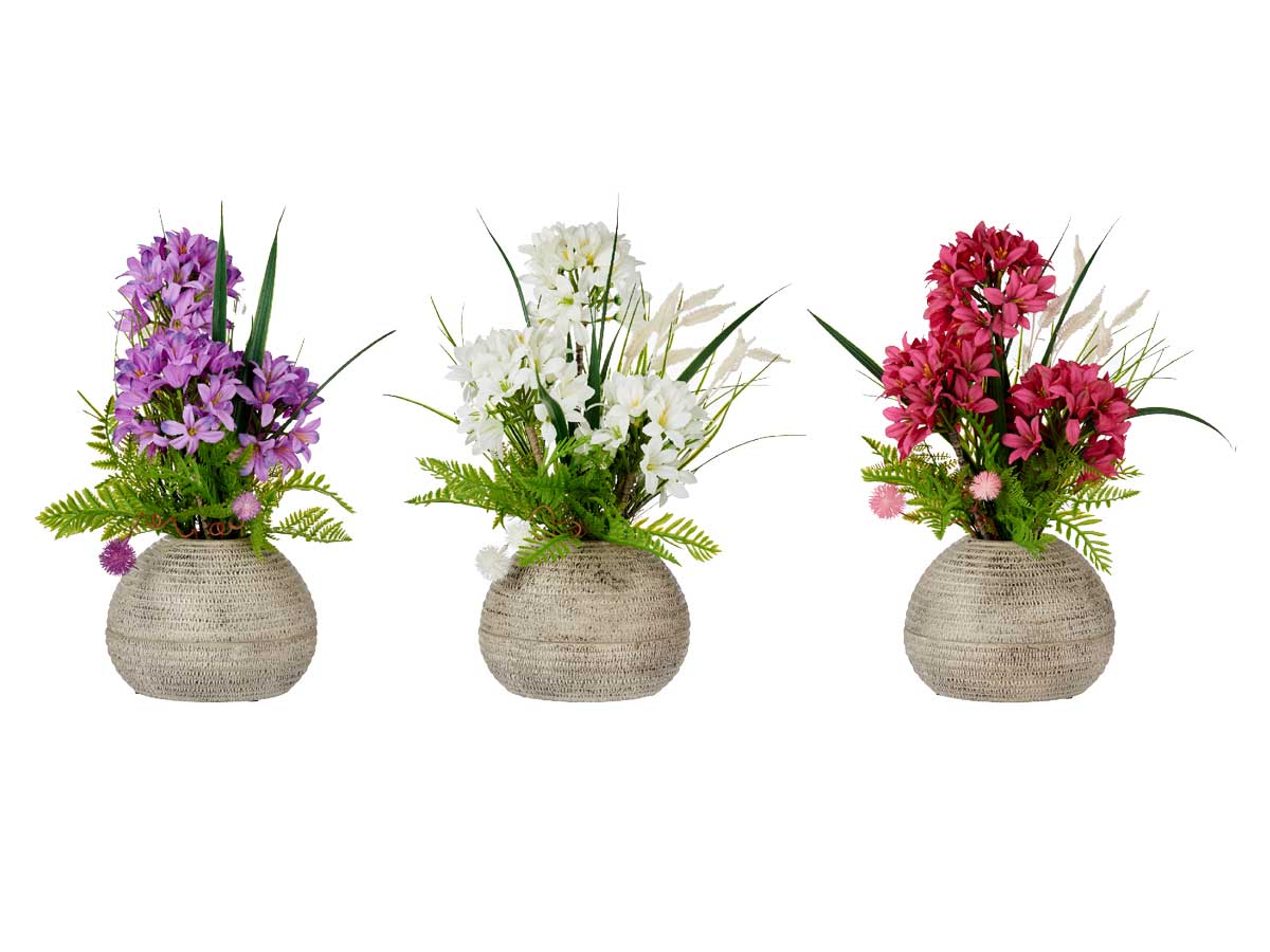 Maceta bola gigante con flores surt 3 colores - Imagen 2