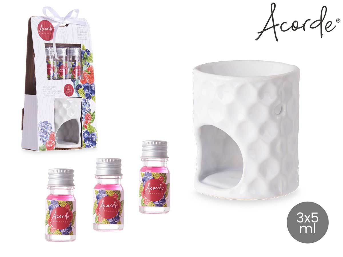 Set quemador  aceite esencial frutos rojos 3x5ml