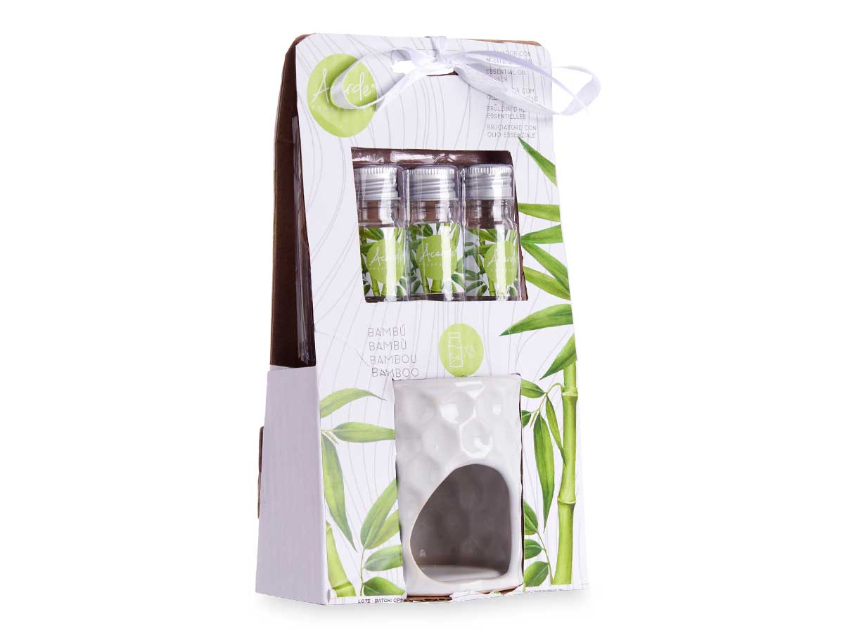 Set quemador aceite esencial bambu 3x5ml - Imagen 3