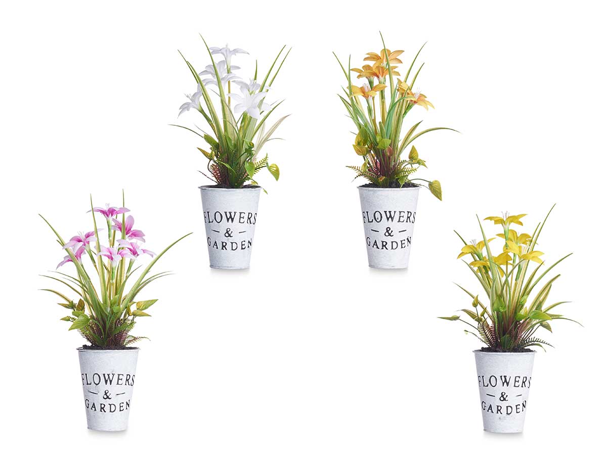Planta flor abierta peq bote metal surt 4 - Imagen 2