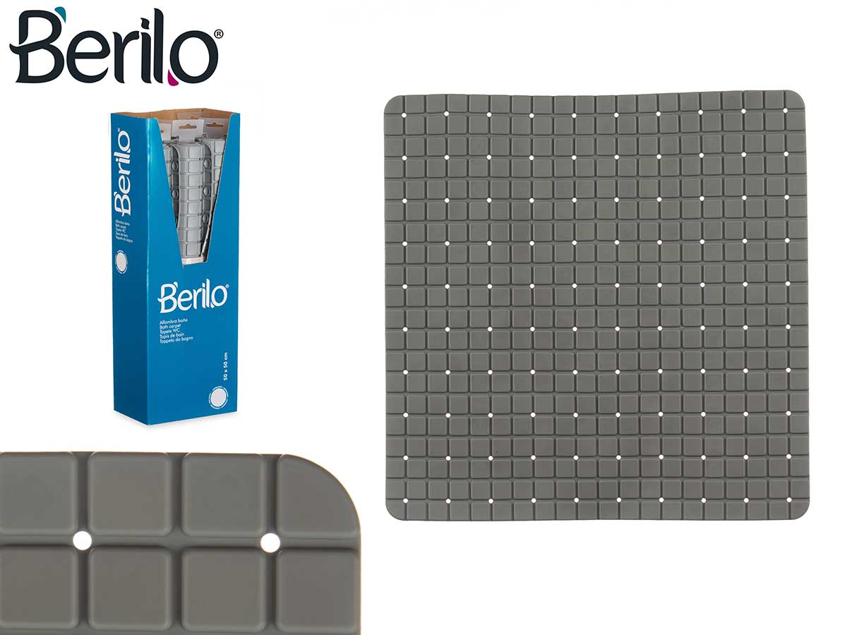 Alfombra baño antideslizante cuadros gris peq