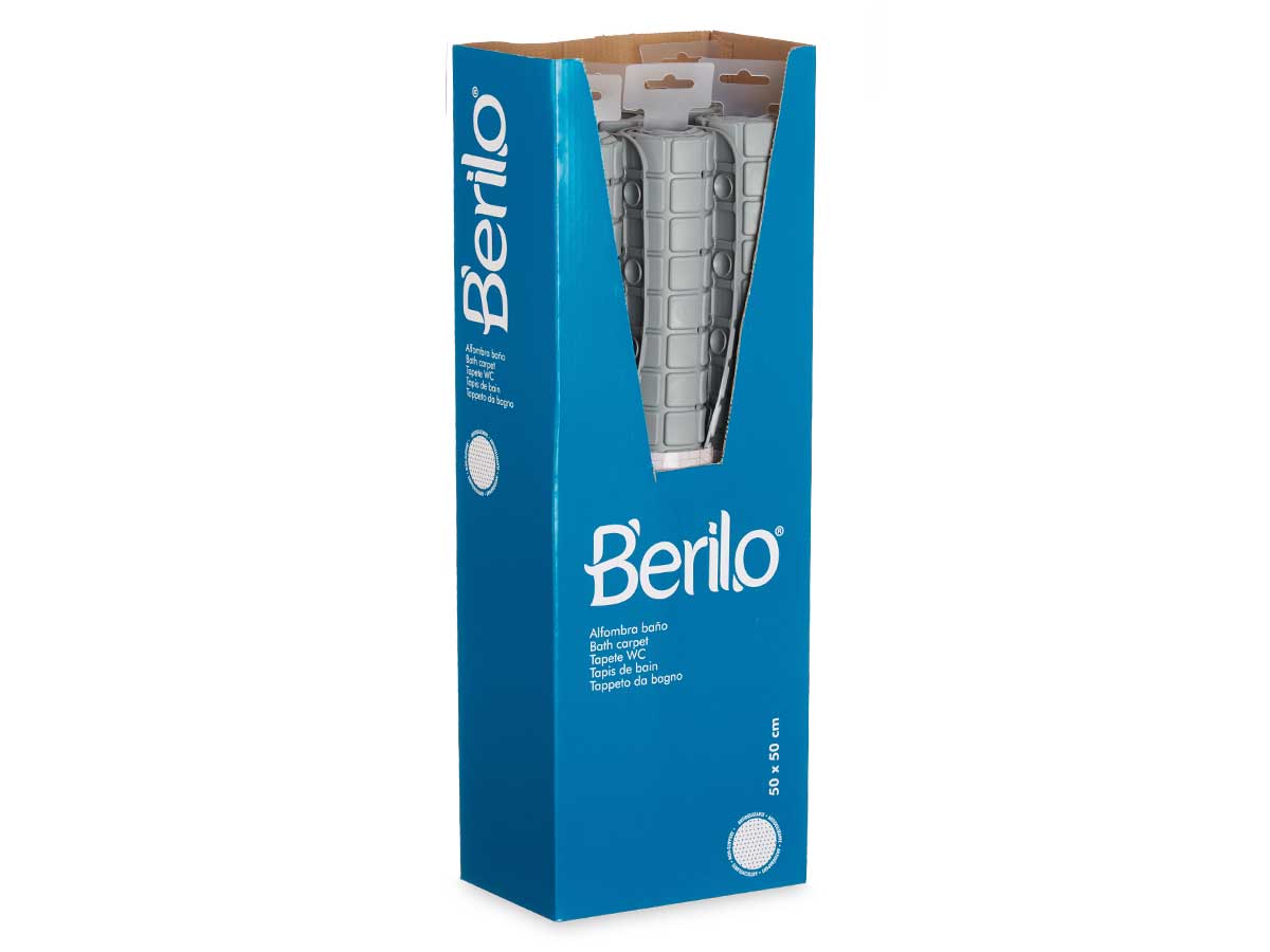 Alfombra baño antideslizante cuadros gris peq - Imagen 3