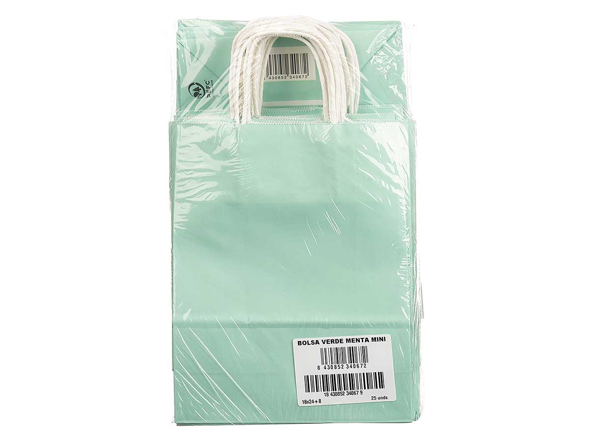 Bolsa papel verde menta mini 18x24cm - Imagen 3