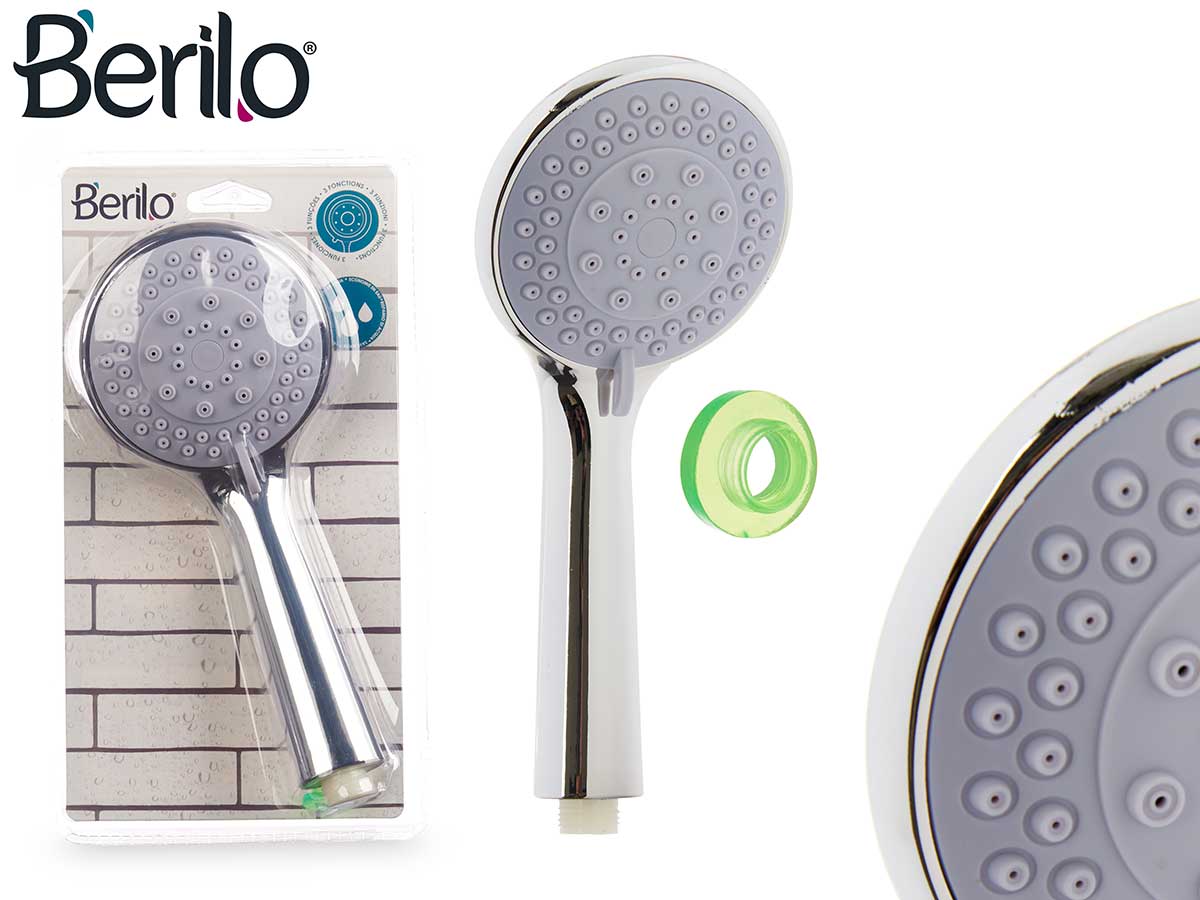 Telefono ducha grande plateado 3 funciones