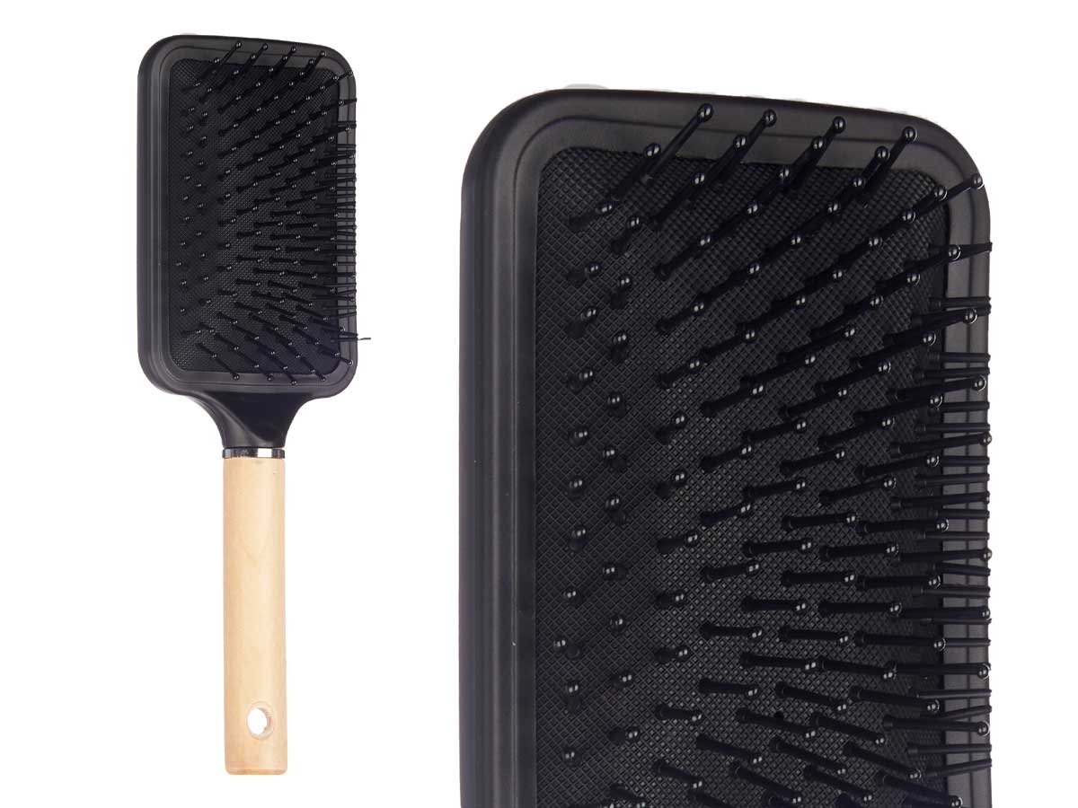 Cepillo cabello mango madera cuadrado - Imagen 2