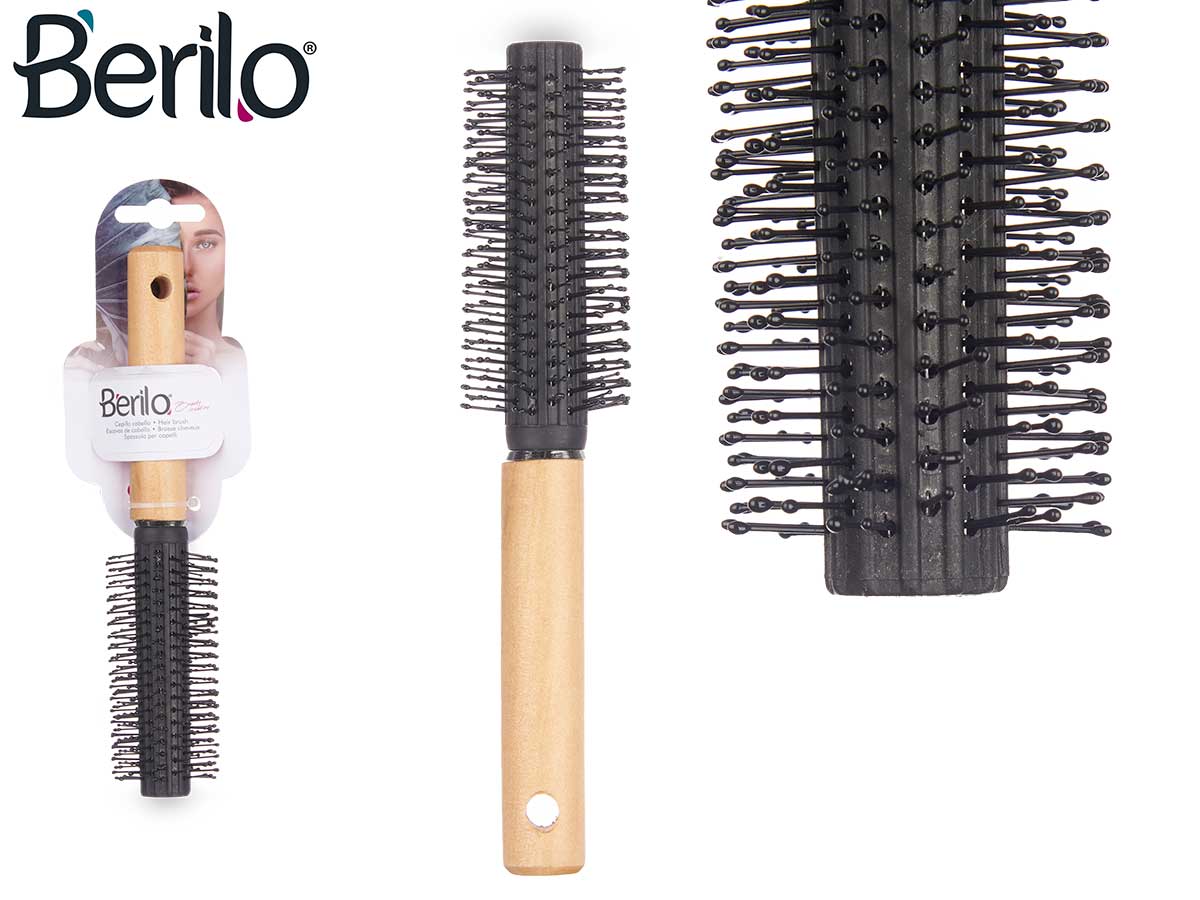 Cepillo cabello rizo mango madera