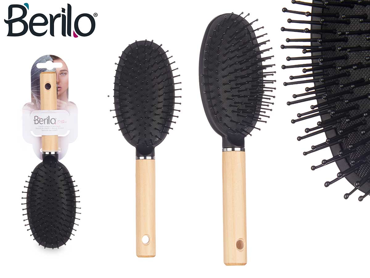 Cepillo cabello ovalado mango madera
