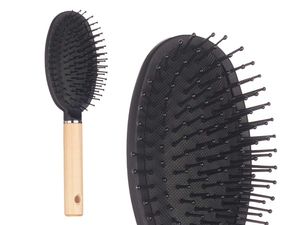 Cepillo cabello ovalado mango madera - Imagen 2
