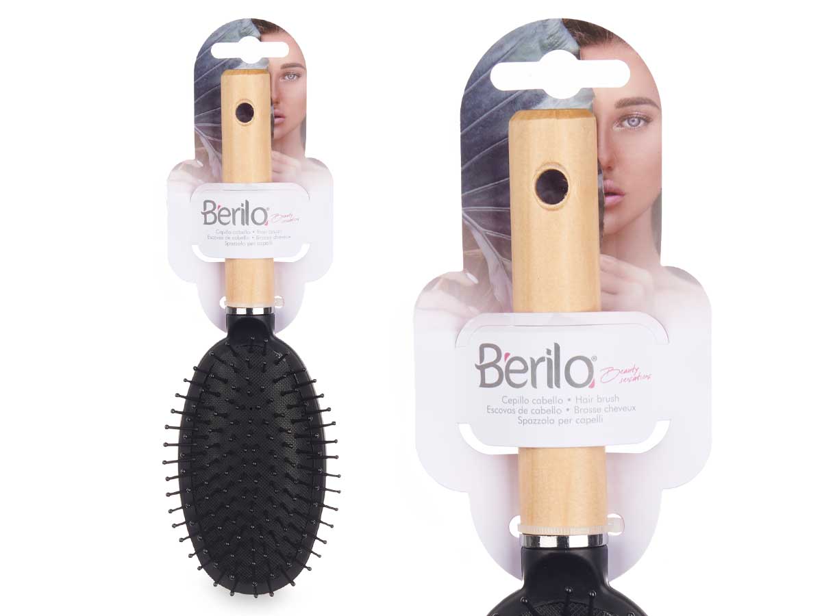 Cepillo cabello ovalado mango madera - Imagen 3
