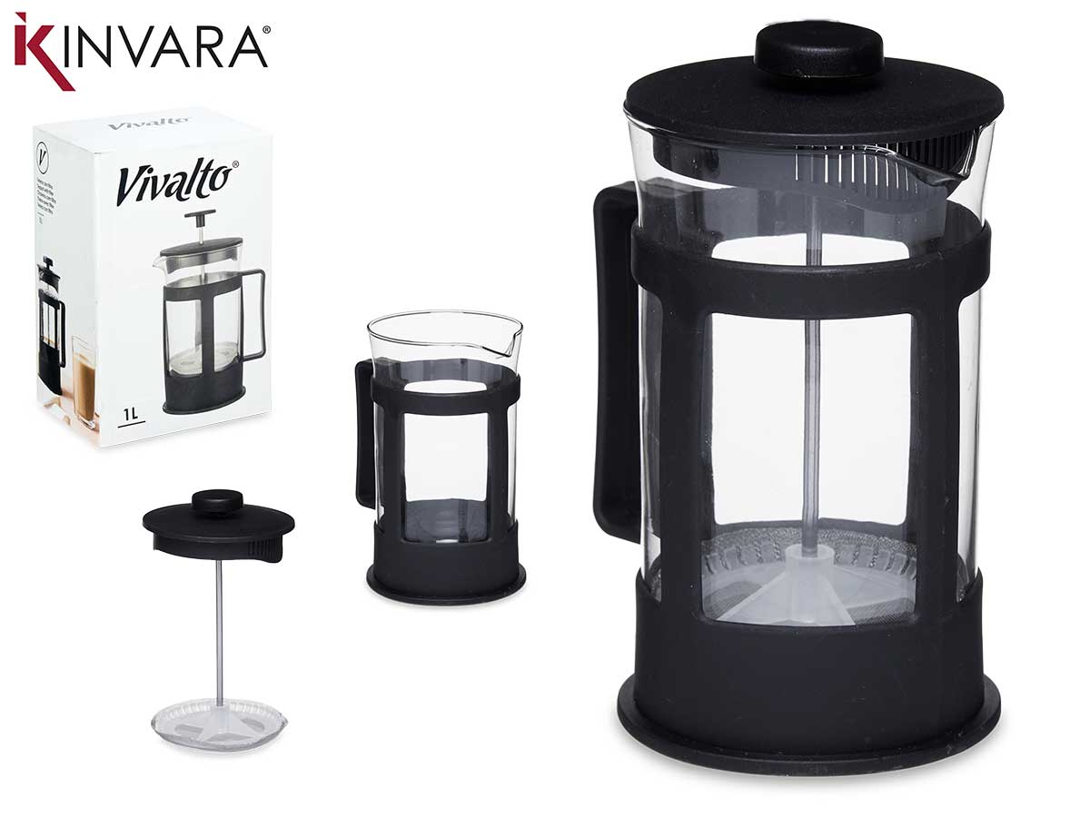 Tetera vidrio plastico embolo 1l