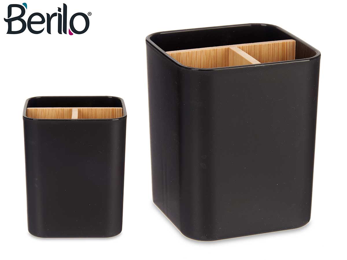 Organizador cuadrado 3 huecos bambu negro