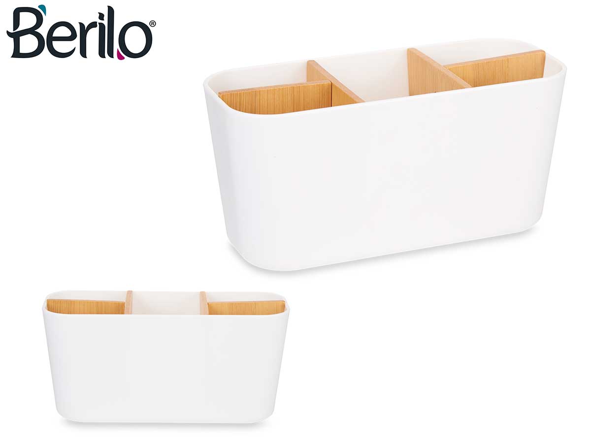 Organizador ovalado 5 huecos bambu blanco