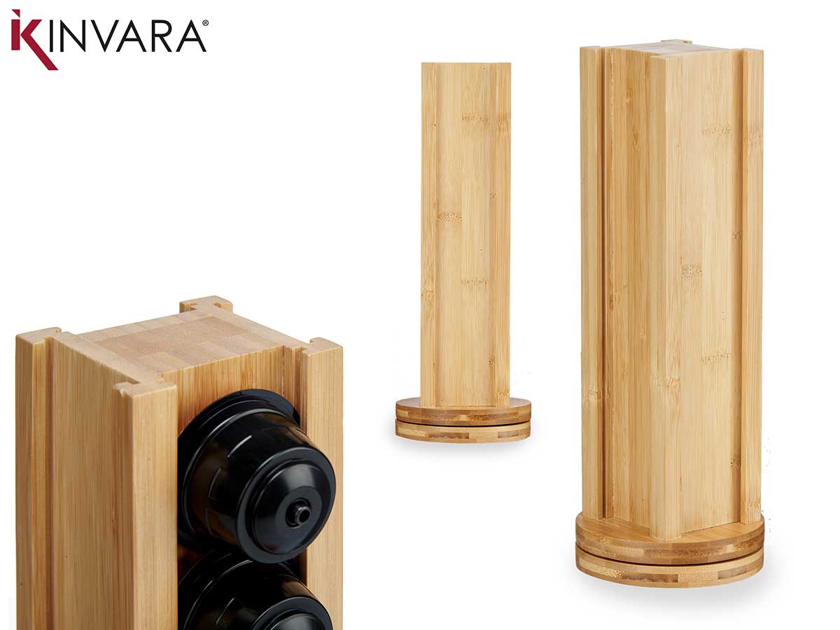 Portacapsulas bambu giratorio capsula pequeñas