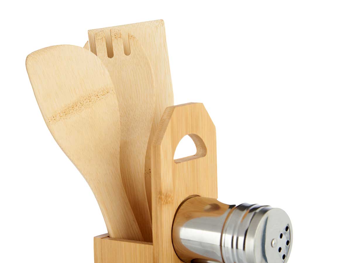 Set 7 pzs bambu soporte palas especieros - Imagen 3
