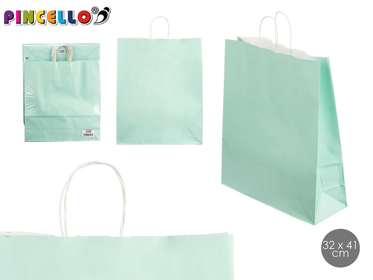 Bolsa papel verde menta med 32x41cm