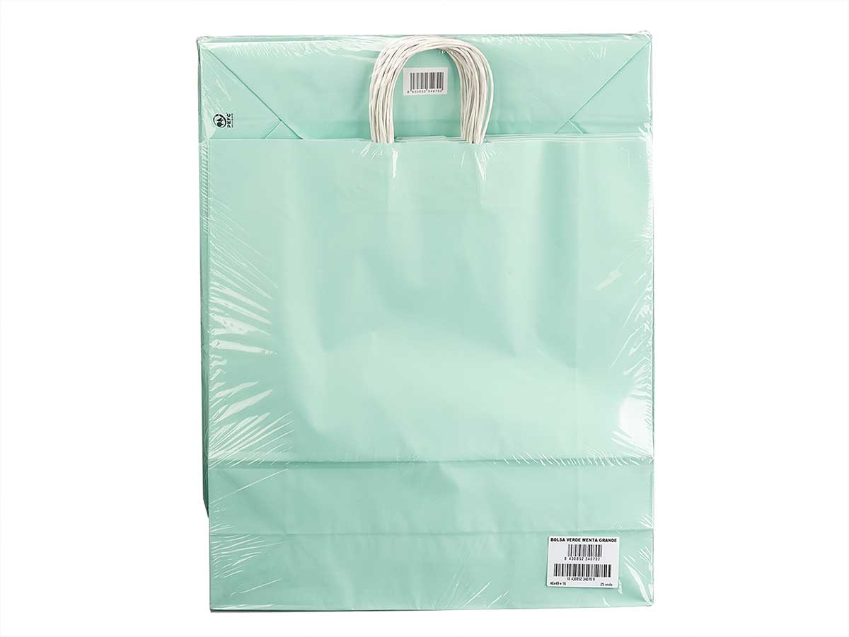 Bolsa papel verde menta med 32x41cm - Imagen 3