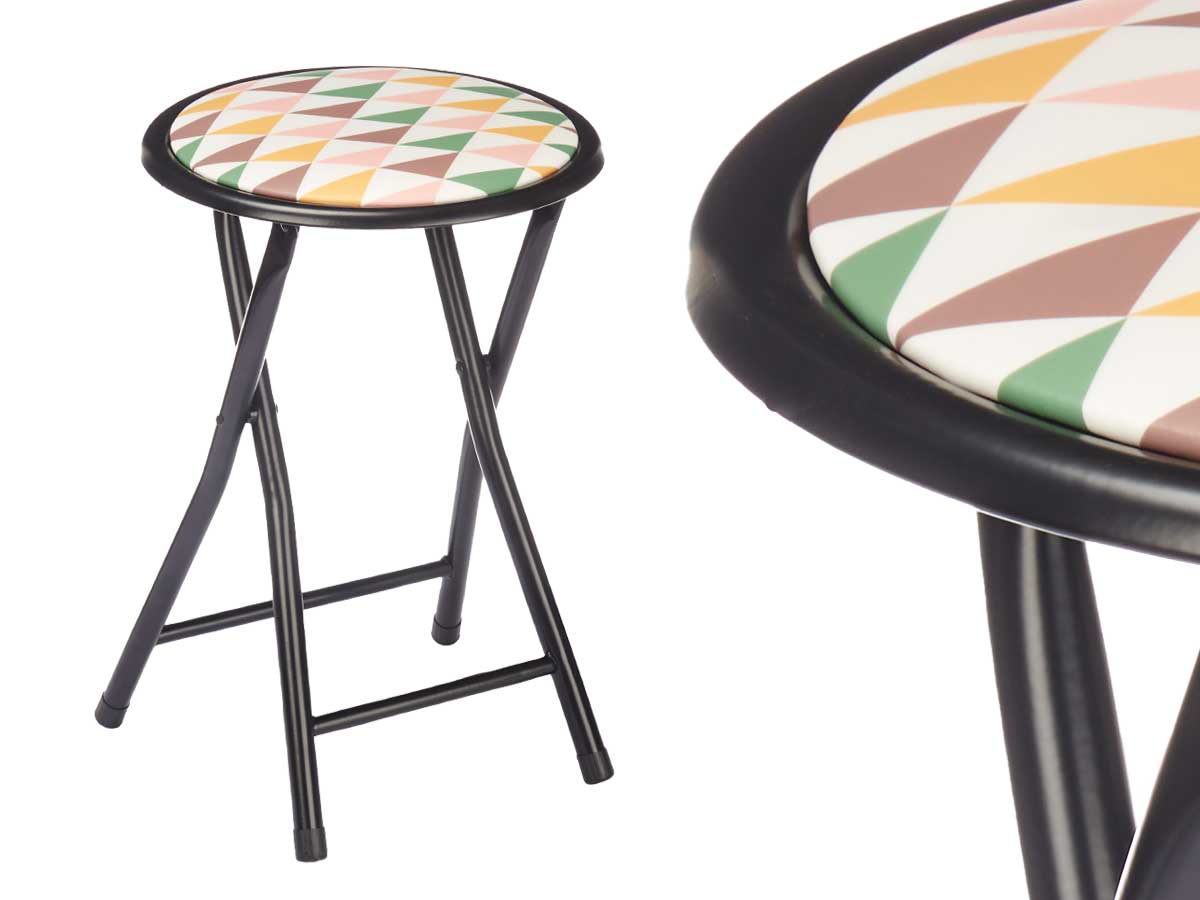 Taburete plegable pvc mate patas negras geometric - Imagen 2
